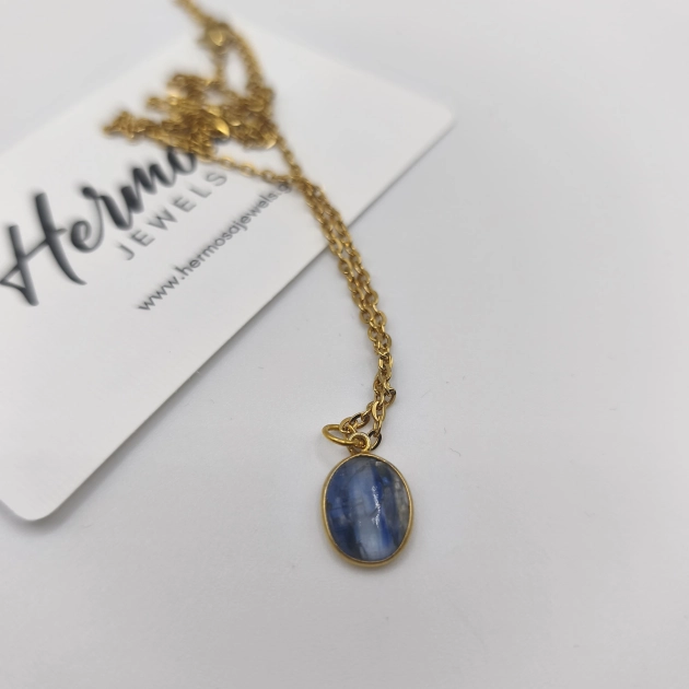 Celestial Blue Oval Pendant Necklace