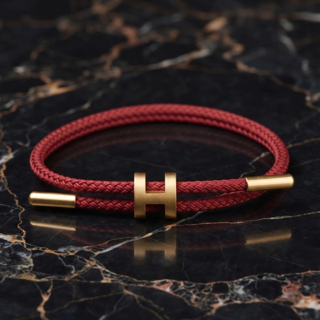 Ruby Red & Gold H- Bracelet