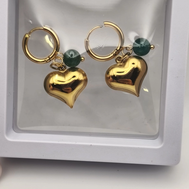 Amour Green Stone Huggies