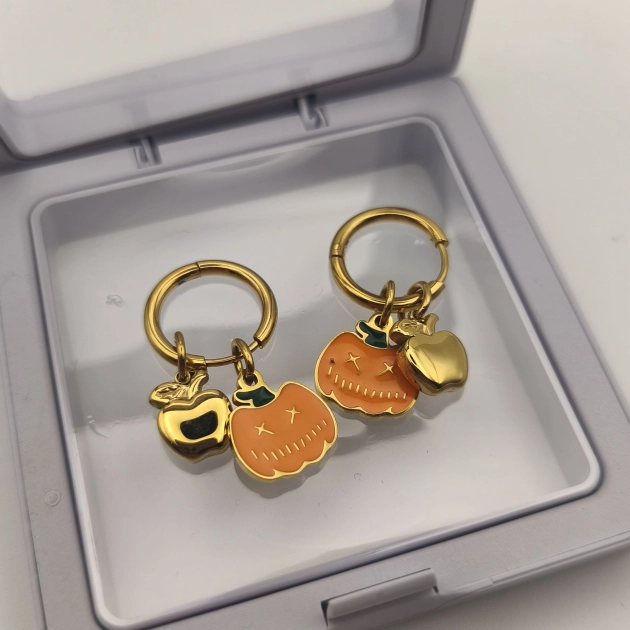 Harvest Pumpkin Charm Hoops